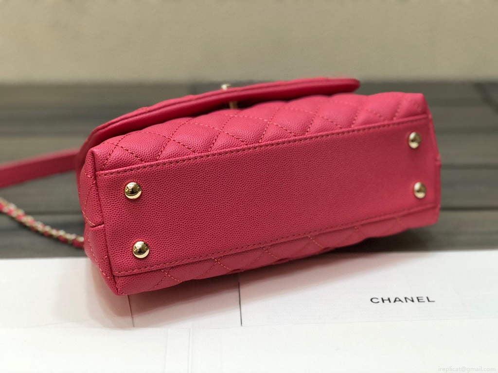 Chanel A92990 Medium Flap Bag With Top Handle Bag Rose Red