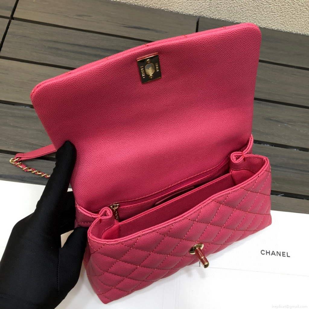 Chanel A92990 Medium Flap Bag With Top Handle Bag Rose Red