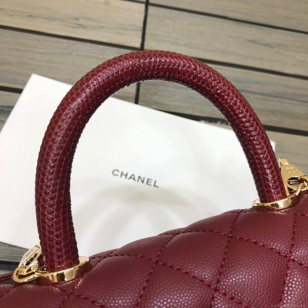 Chanel A92990 Medium Flap Bag With Top Handle Bag Wine Red