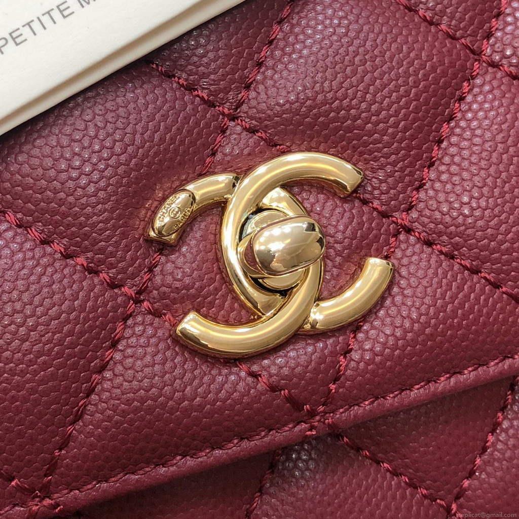 Chanel A92990 Medium Flap Bag With Top Handle Bag Wine Red