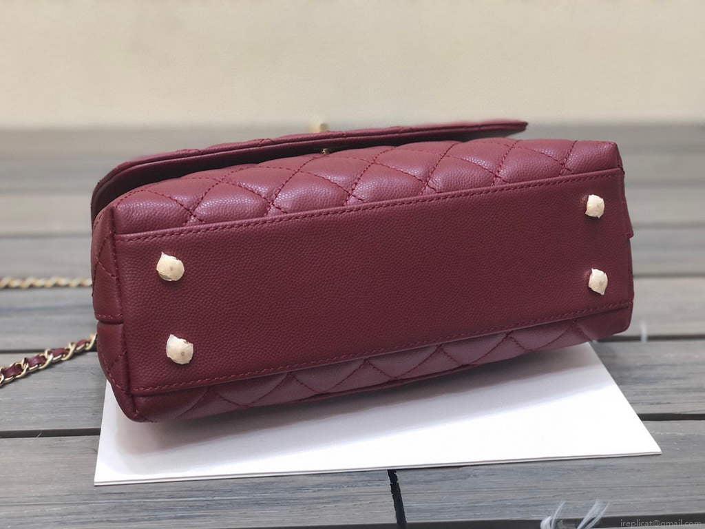 Chanel A92990 Medium Flap Bag With Top Handle Bag Wine Red
