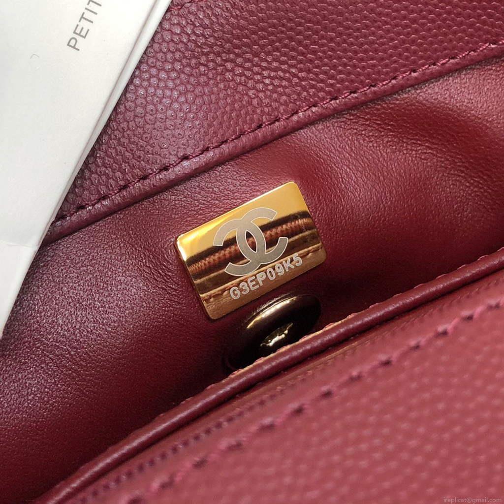 Chanel A92990 Medium Flap Bag With Top Handle Bag Wine Red