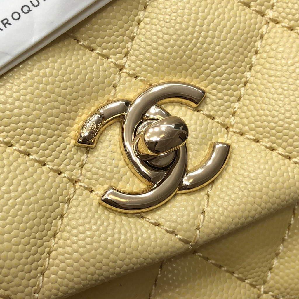Chanel A92990 Medium Flap Bag With Top Handle Bag Yellow