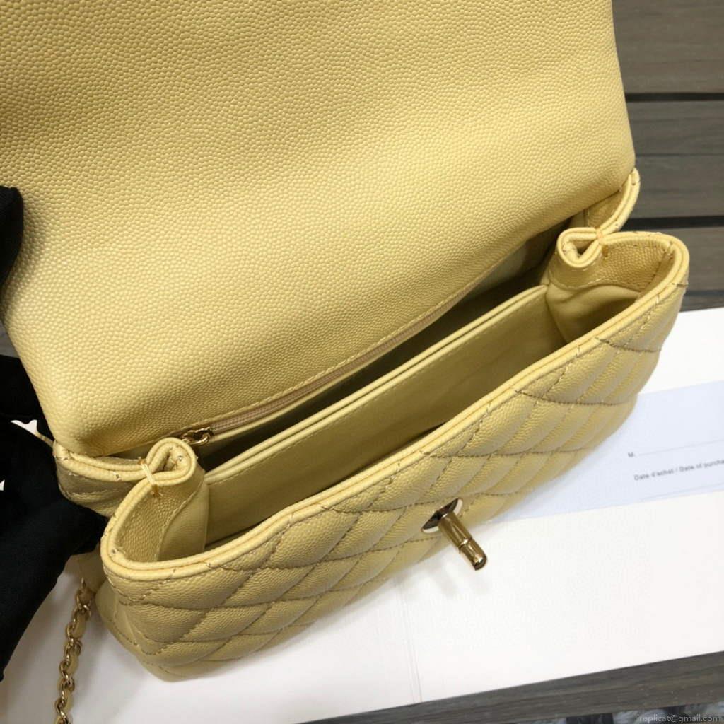 Chanel A92990 Medium Flap Bag With Top Handle Bag Yellow