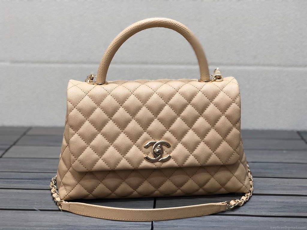 Chanel A92991 Large Flap Bag With Top Handle Bag Apricot