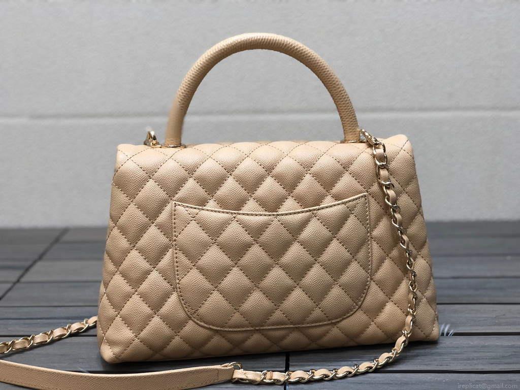 Chanel A92991 Large Flap Bag With Top Handle Bag Apricot