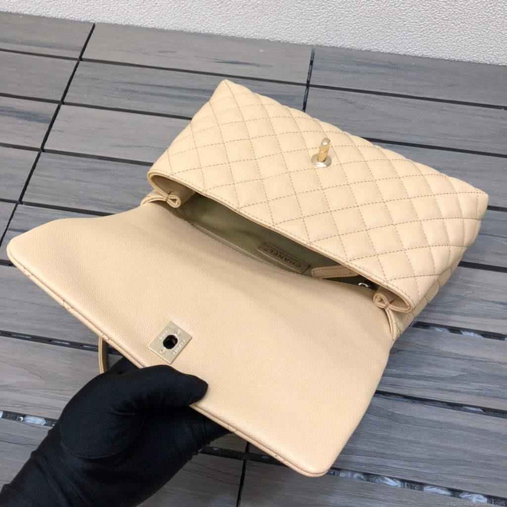 Chanel A92991 Large Flap Bag With Top Handle Bag Apricot