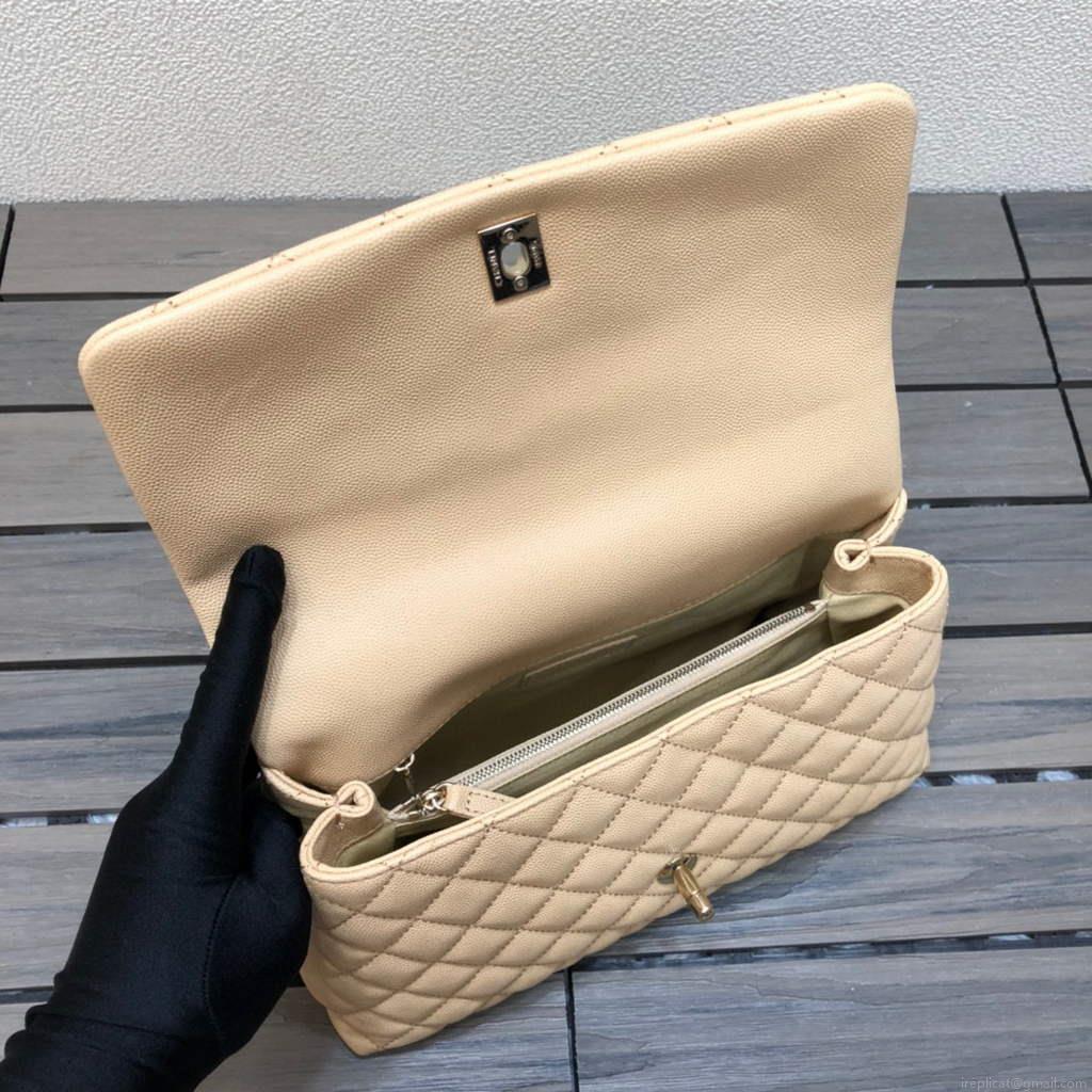 Chanel A92991 Large Flap Bag With Top Handle Bag Apricot
