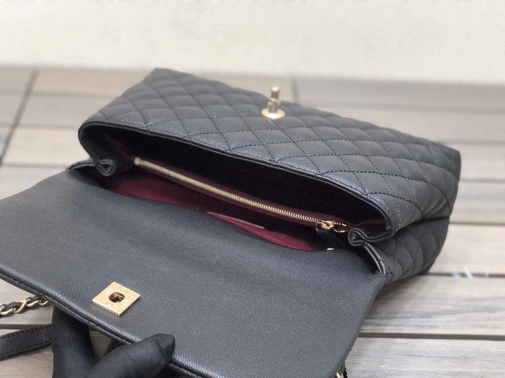 Chanel A92991 Large Flap Bag With Top Handle handBag Black