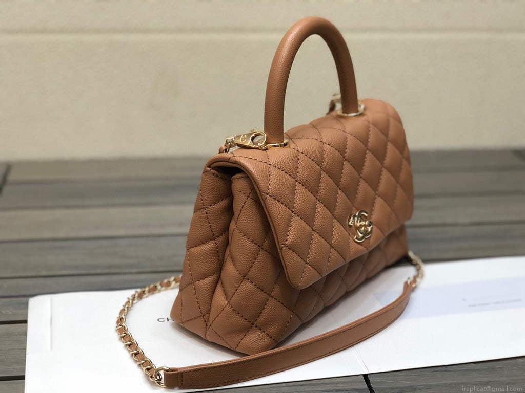 Chanel A92991 Large Flap Bag With Top Handle handBag Brown