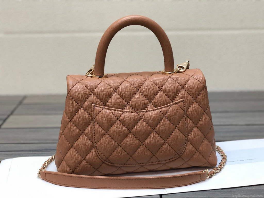 Chanel A92991 Large Flap Bag With Top Handle handBag Brown