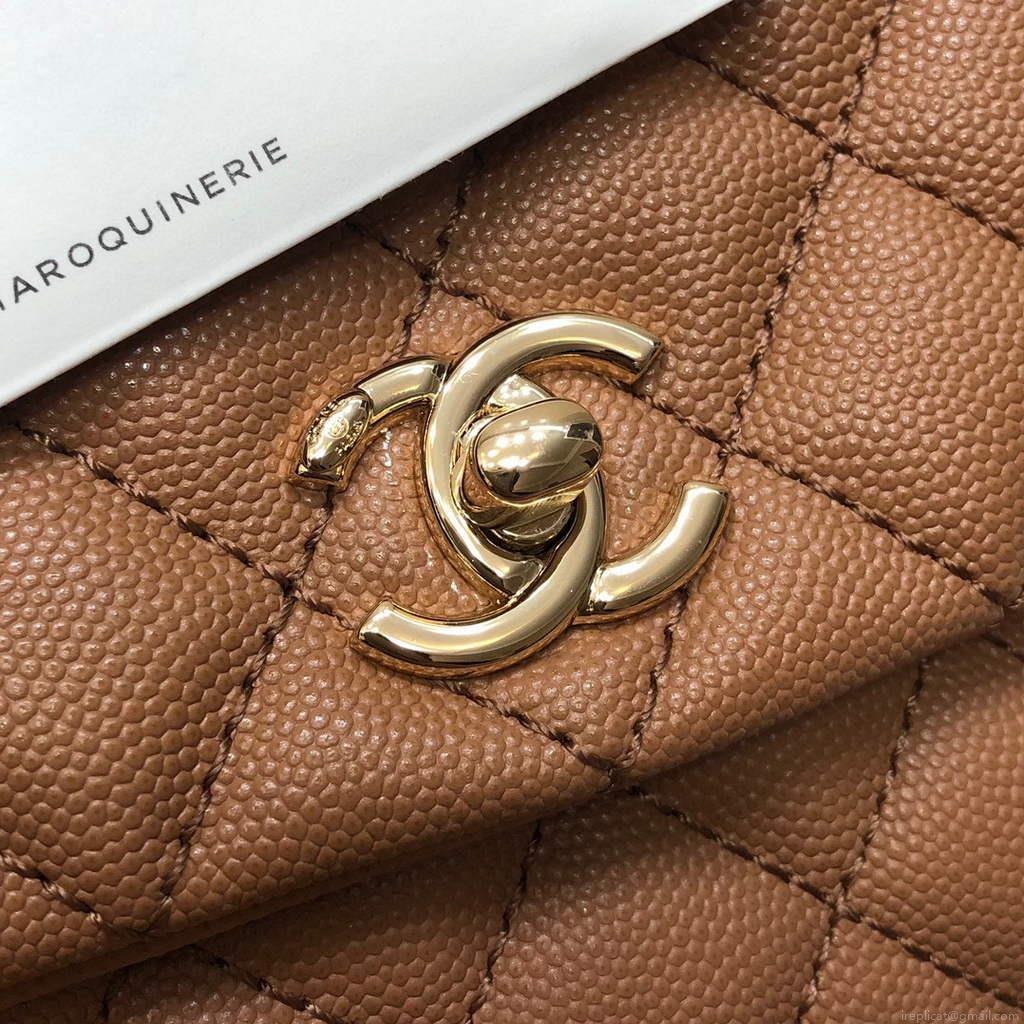 Chanel A92991 Large Flap Bag With Top Handle handBag Brown