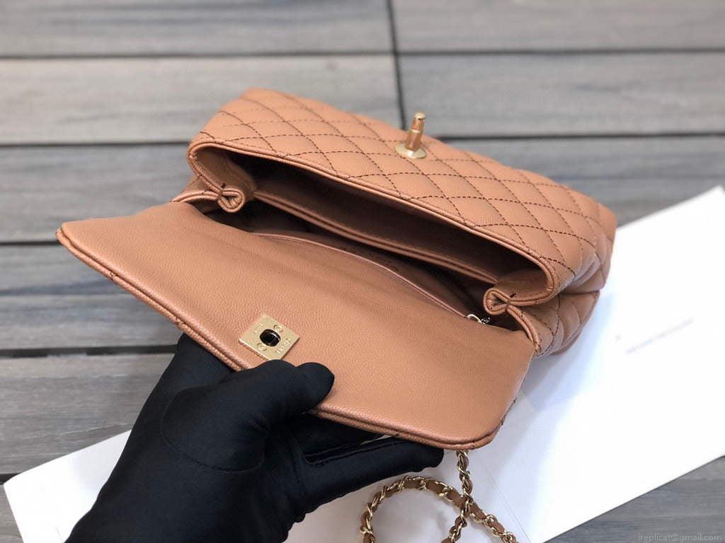 Chanel A92991 Large Flap Bag With Top Handle handBag Brown