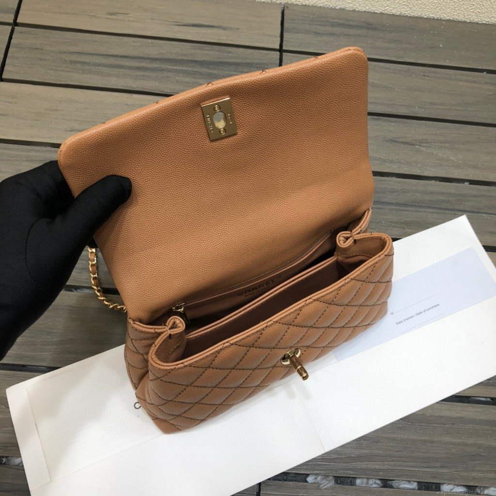 Chanel A92991 Large Flap Bag With Top Handle handBag Brown