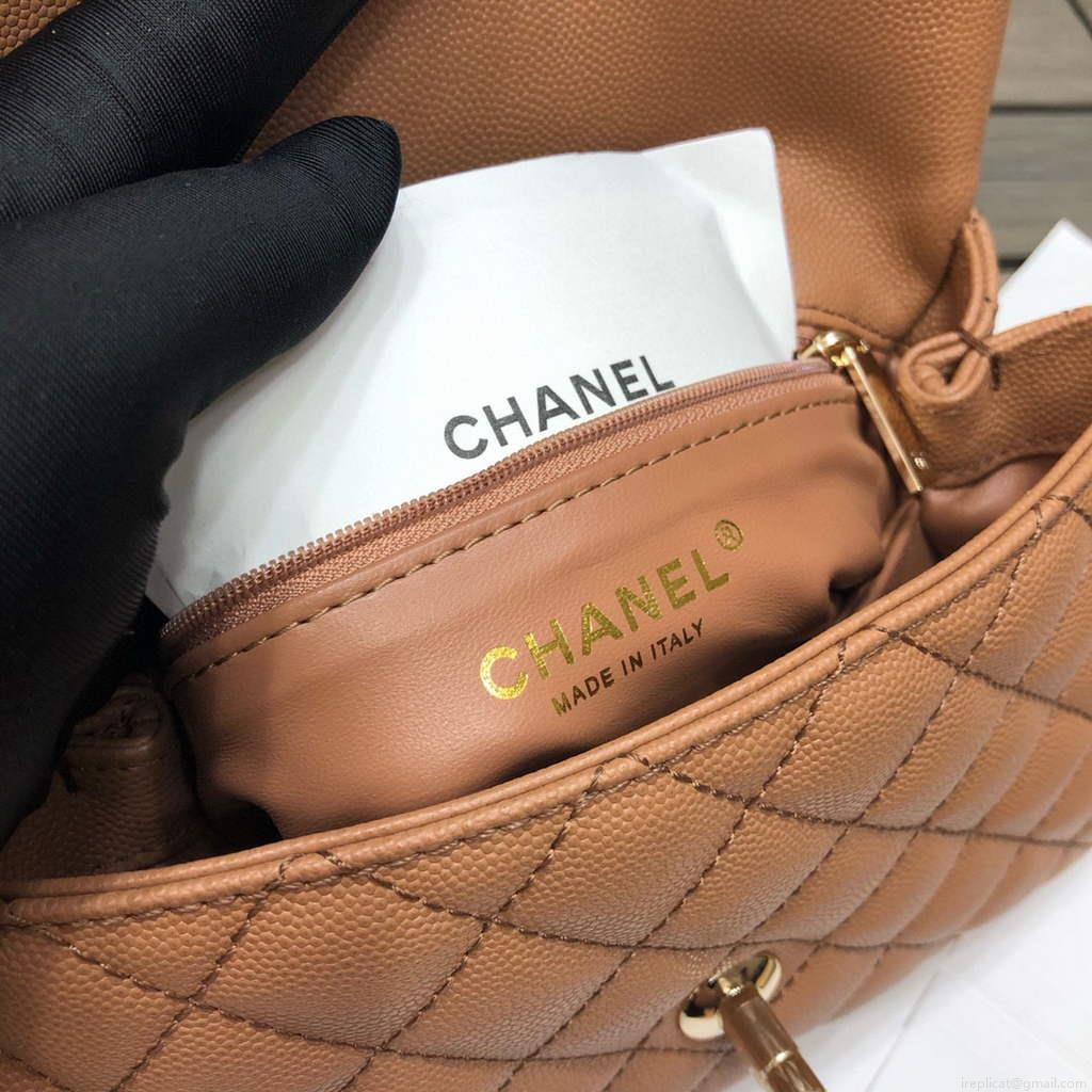 Chanel A92991 Large Flap Bag With Top Handle handBag Brown