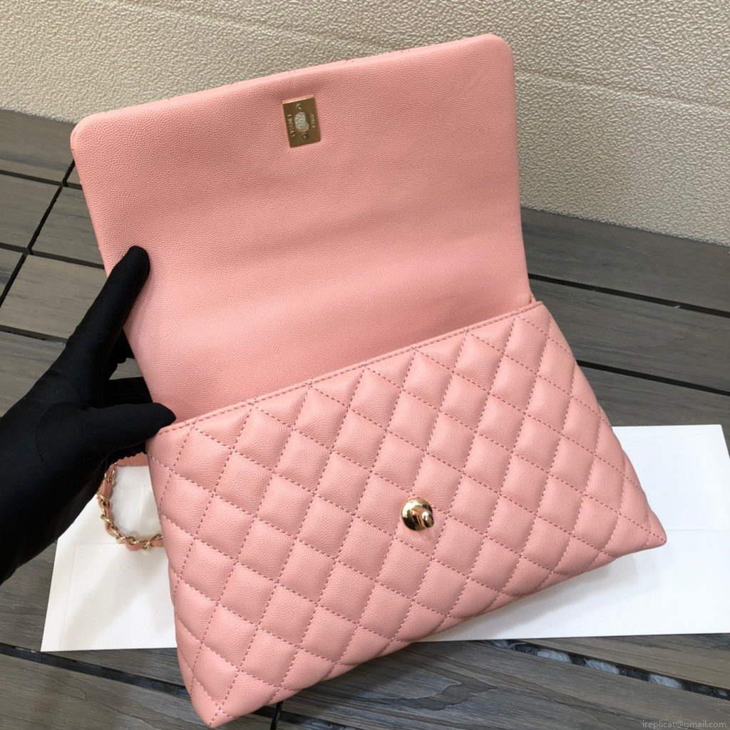 Chanel A92991 Large Flap Bag With Top Handle handBag Pink