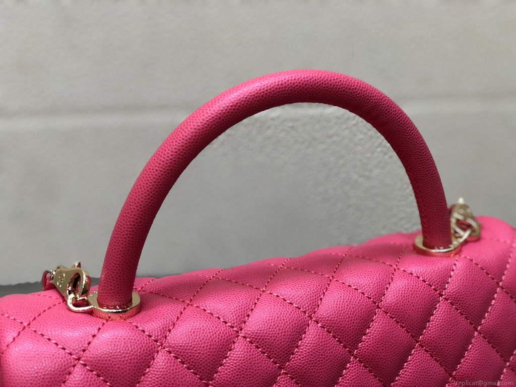 Chanel A92991 Large Flap Bag With Top Handle handBag Rose Red