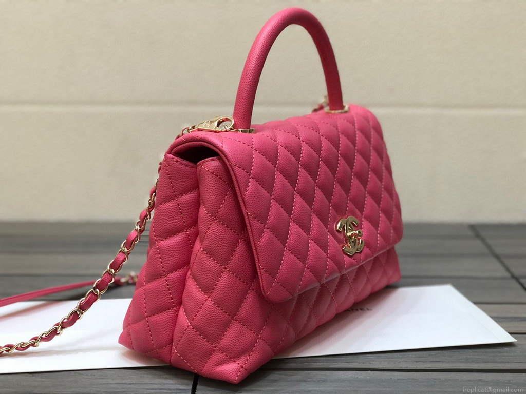 Chanel A92991 Large Flap Bag With Top Handle handBag Rose Red