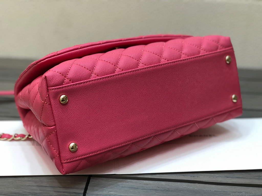 Chanel A92991 Large Flap Bag With Top Handle handBag Rose Red