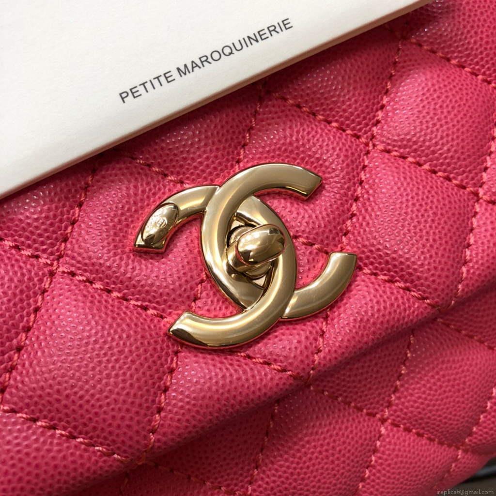 Chanel A92991 Large Flap Bag With Top Handle handBag Rose Red