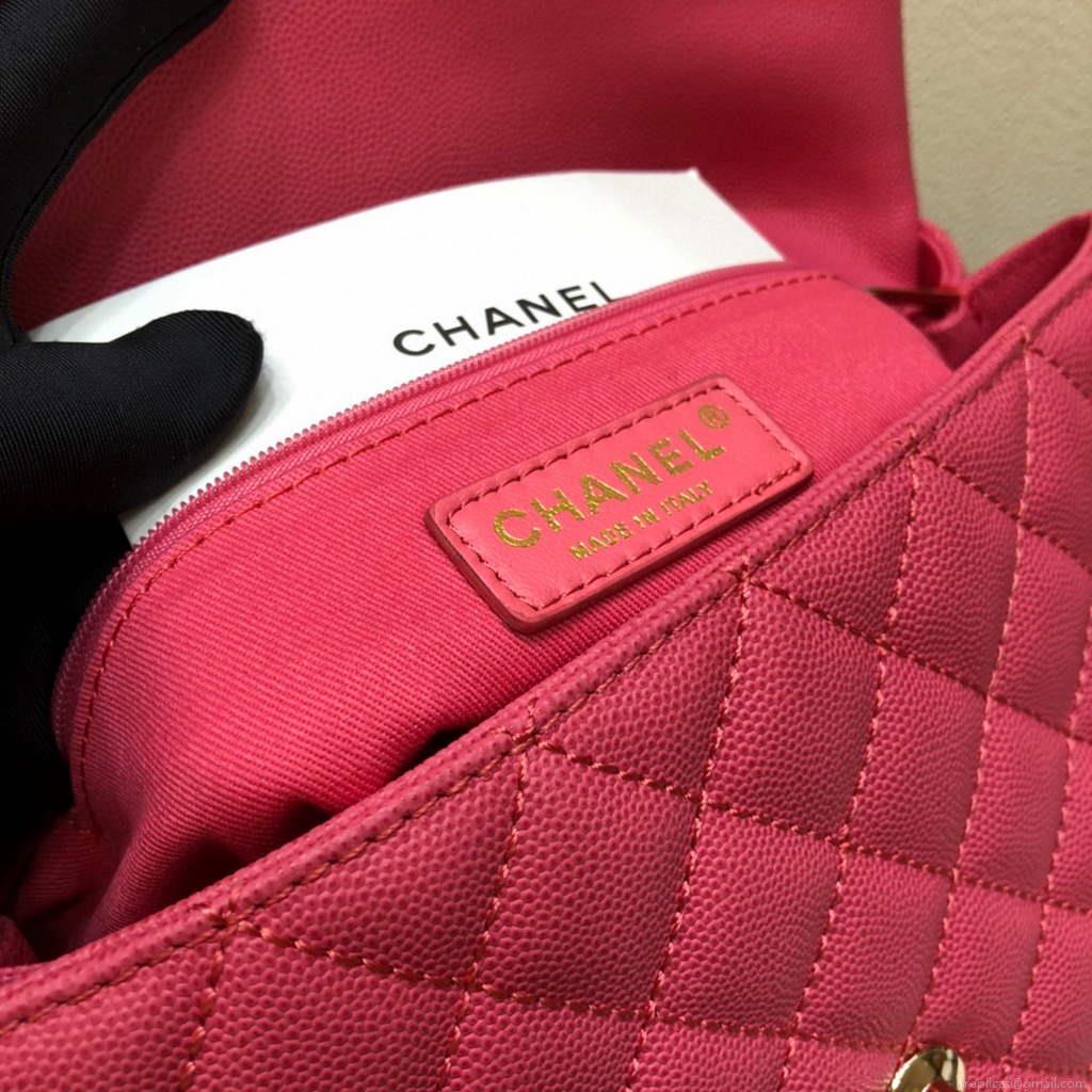 Chanel A92991 Large Flap Bag With Top Handle handBag Rose Red