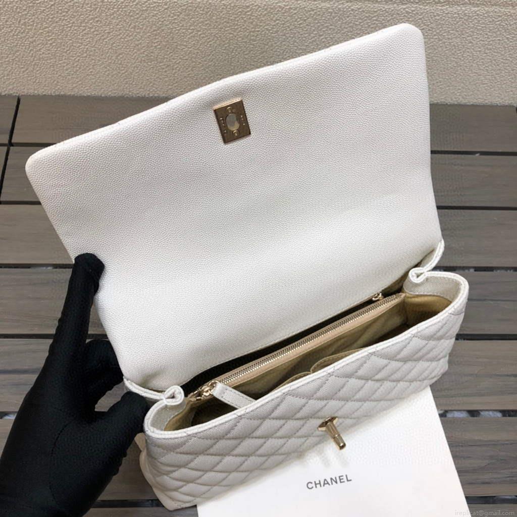 Chanel A92991 Large Flap Bag With Top Handle handBag White