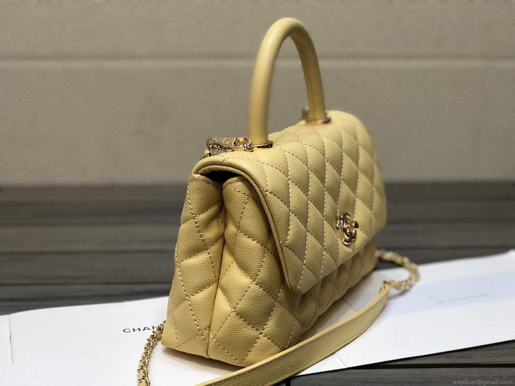Chanel A92991 Large Flap Bag With Top Handle handBag Yellow