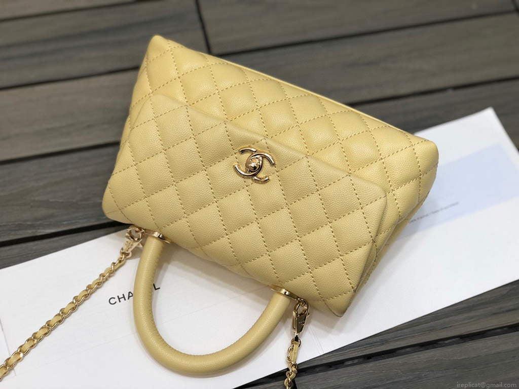 Chanel A92991 Large Flap Bag With Top Handle handBag Yellow