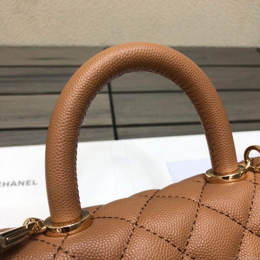 Chanel AS2215 mini flap bag with top handle Bag Brown
