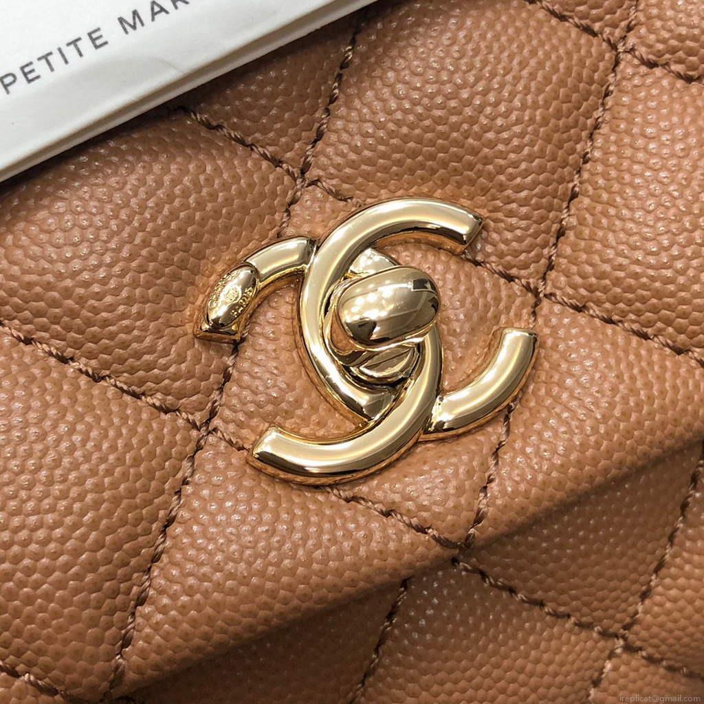 Chanel AS2215 mini flap bag with top handle Bag Brown