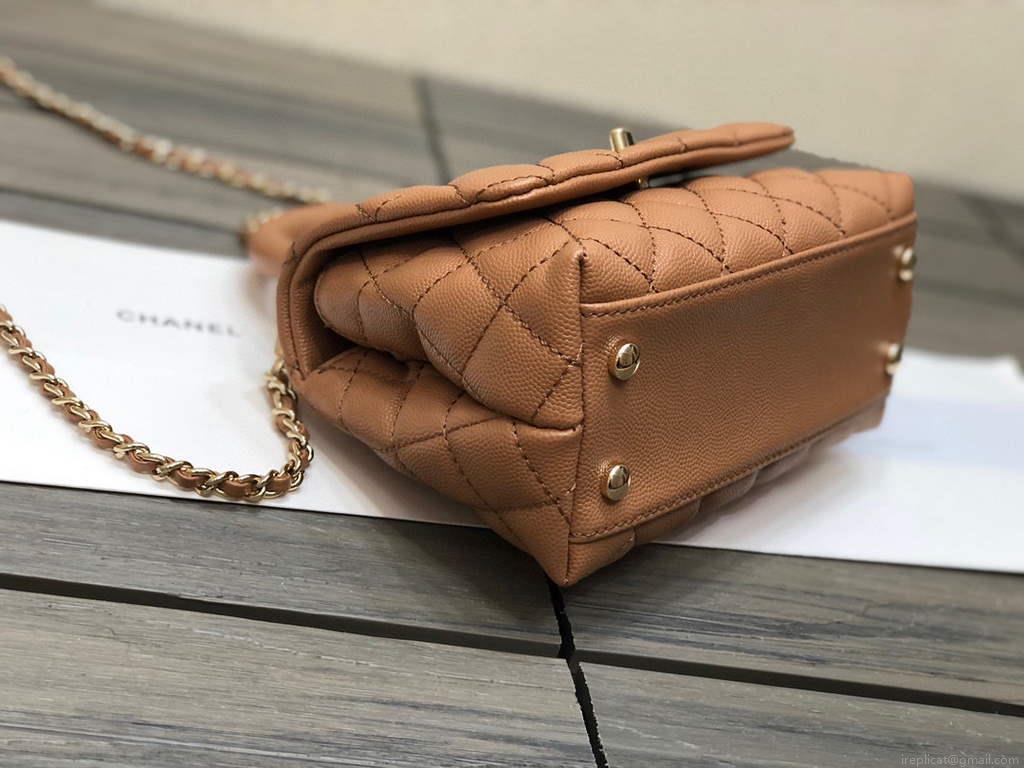 Chanel AS2215 mini flap bag with top handle Bag Brown