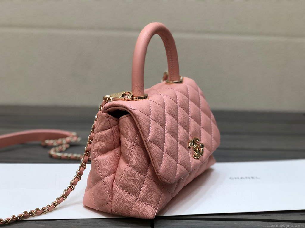Chanel AS2215 mini flap bag with top handle Bag Pink