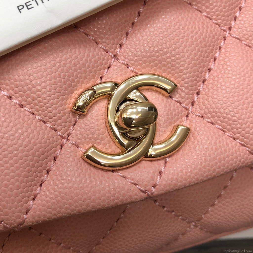 Chanel AS2215 mini flap bag with top handle Bag Pink