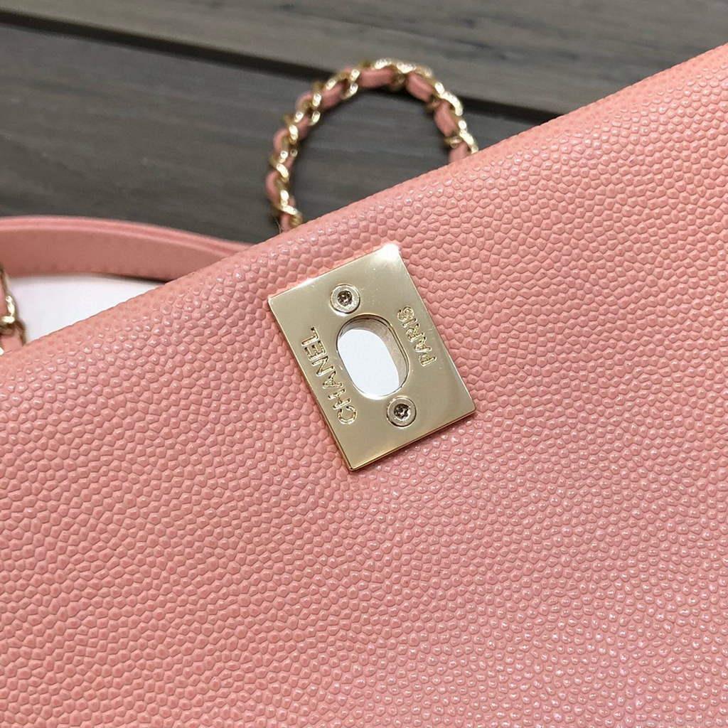 Chanel AS2215 mini flap bag with top handle Bag Pink