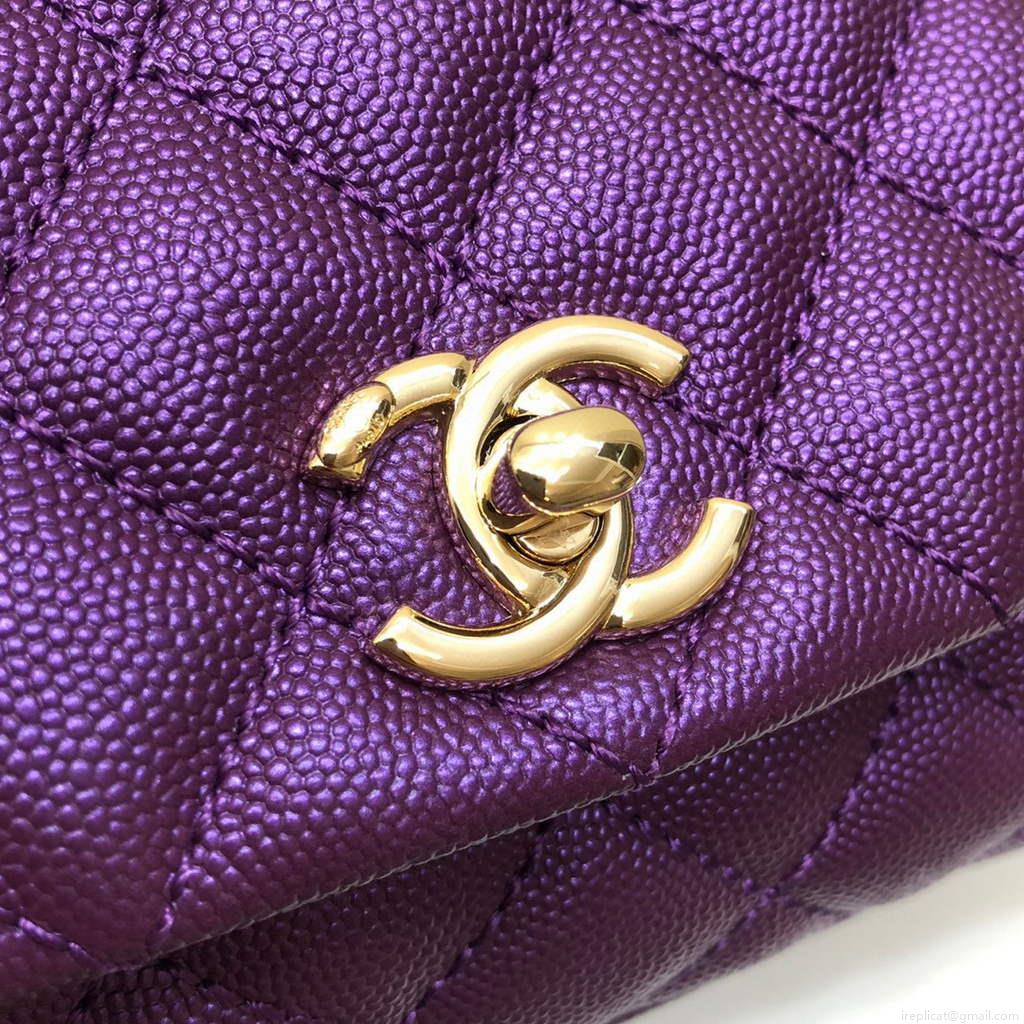 Chanel AS2215 mini flap bag with top handle Bag Purple