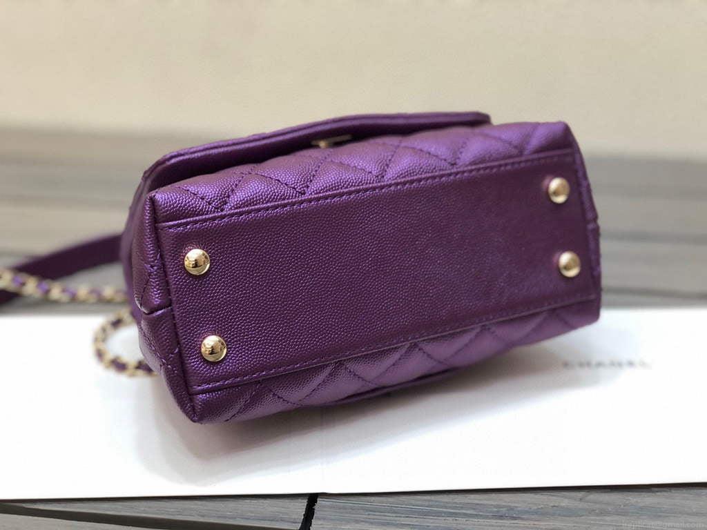 Chanel AS2215 mini flap bag with top handle Bag Purple