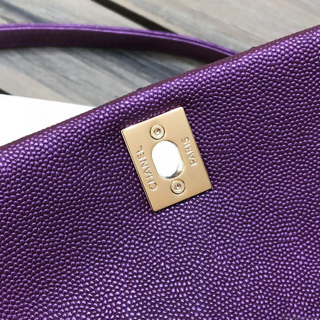 Chanel AS2215 mini flap bag with top handle Bag Purple