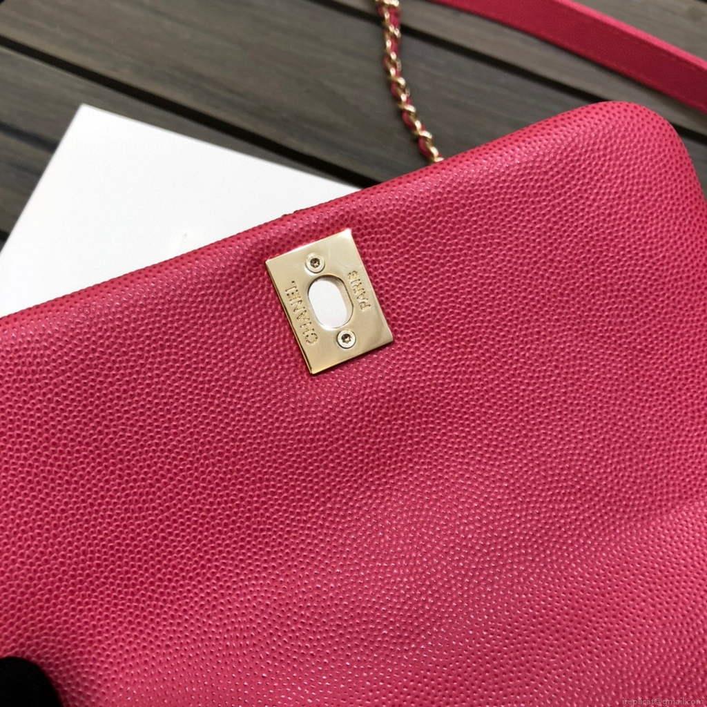 Chanel AS2215 mini flap bag with top handle Bag Rose Red