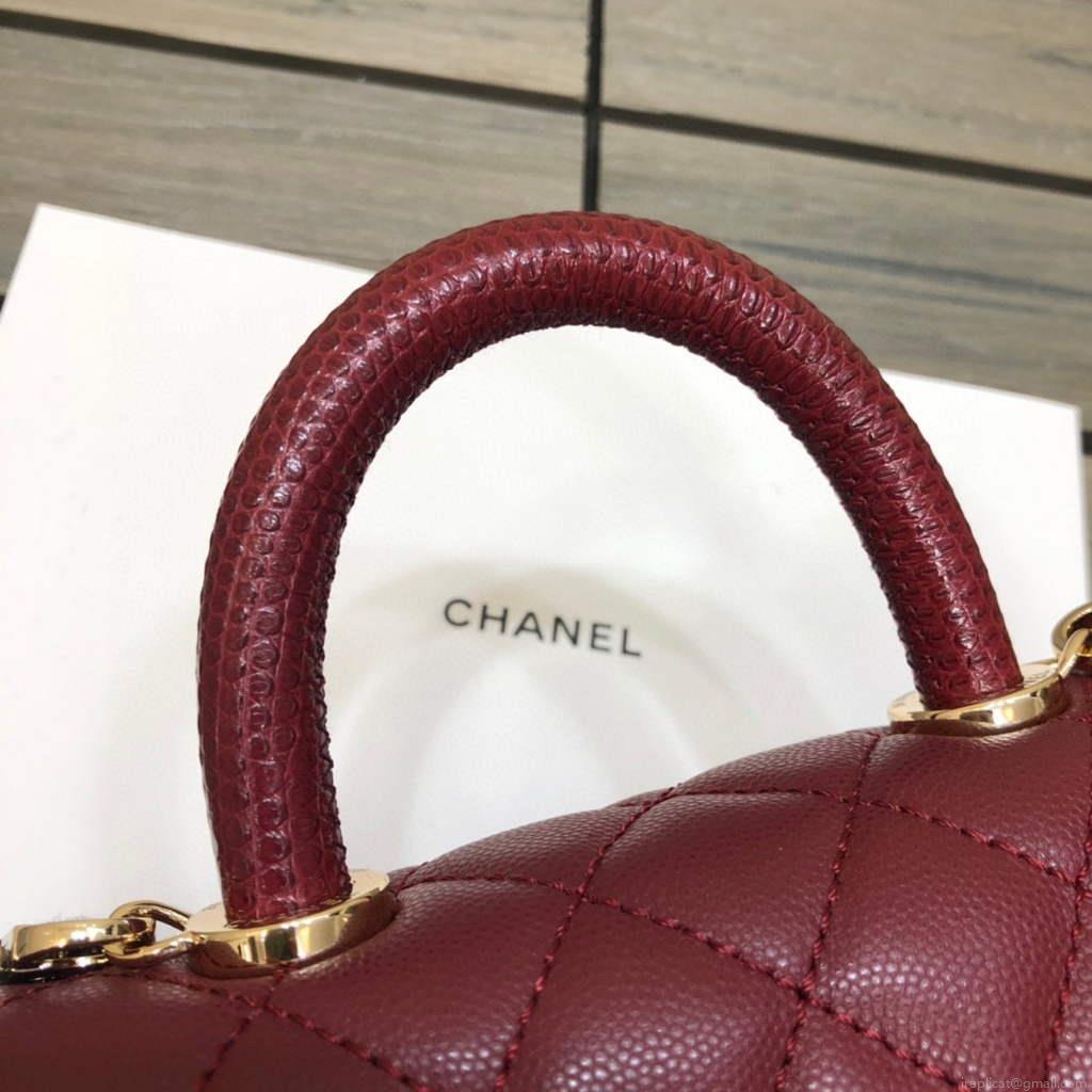 Chanel AS2215 mini flap bag with top handle Bag Wine Red