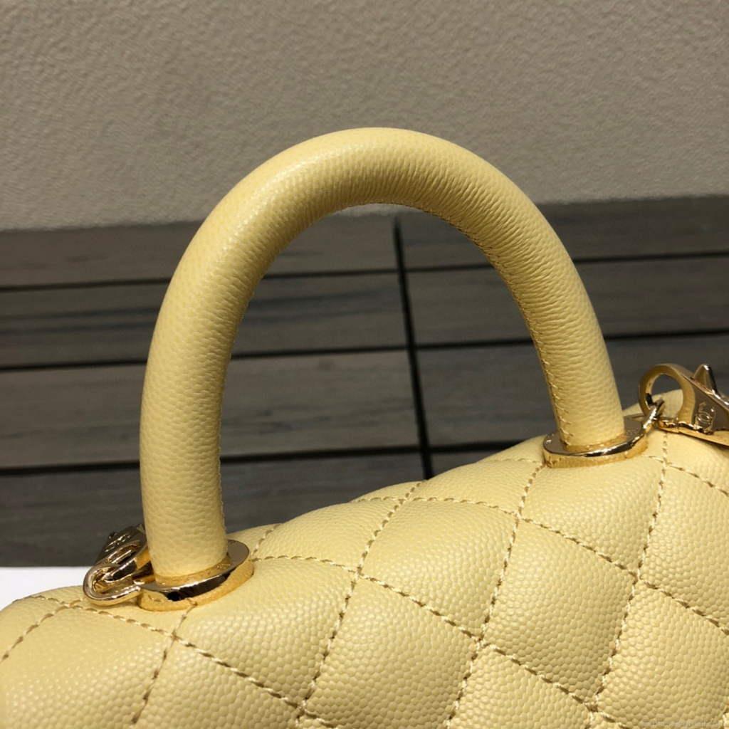 Chanel AS2215 mini flap bag with top handle Bag Yellow
