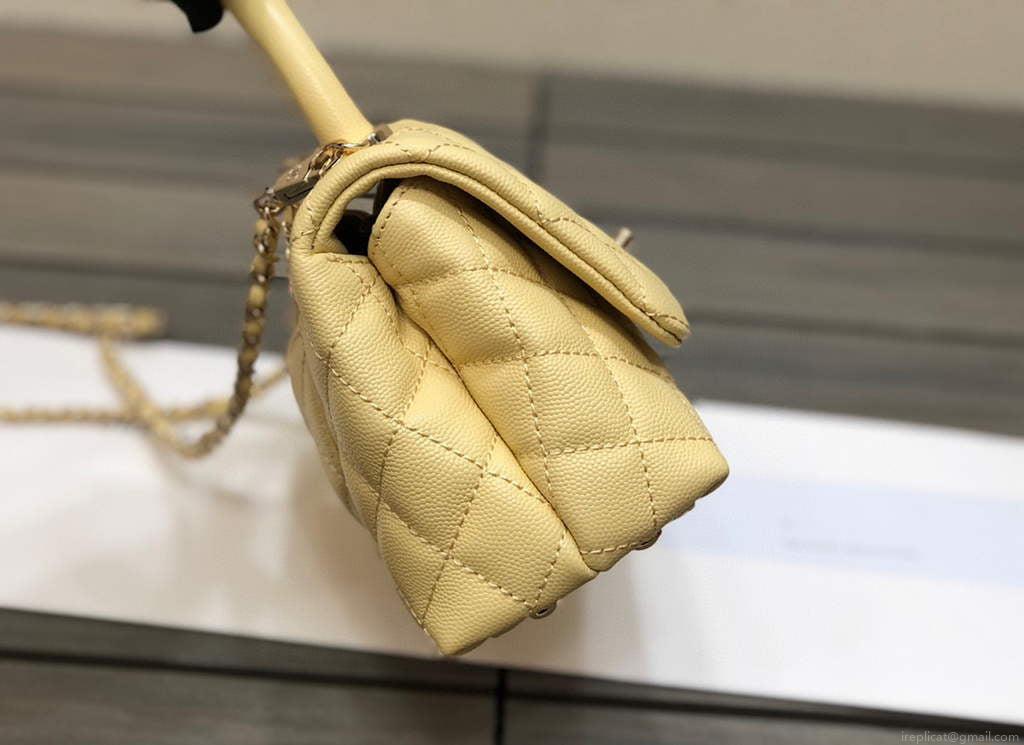 Chanel AS2215 mini flap bag with top handle Bag Yellow
