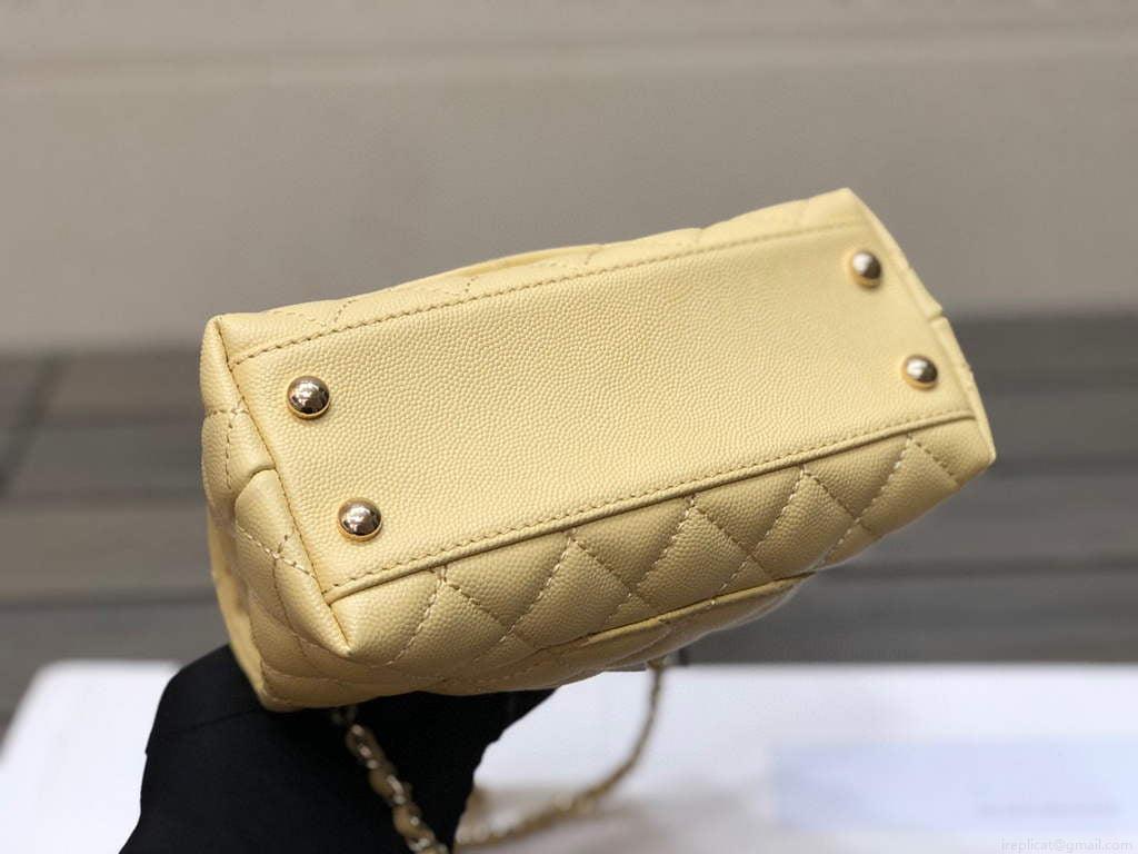 Chanel AS2215 mini flap bag with top handle Bag Yellow