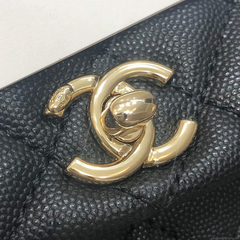 Chanel AS2215 mini flap bag with top handle Black Bag with black
