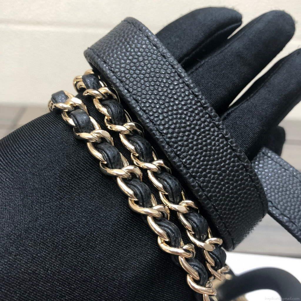 Chanel AS2215 mini flap bag with top handle Black Bag with black