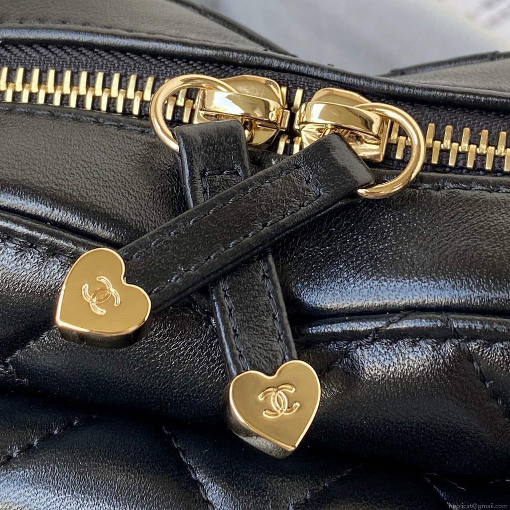 Chanel AS2927 heart clutch with chain Bag AP2784 Lambskin Black