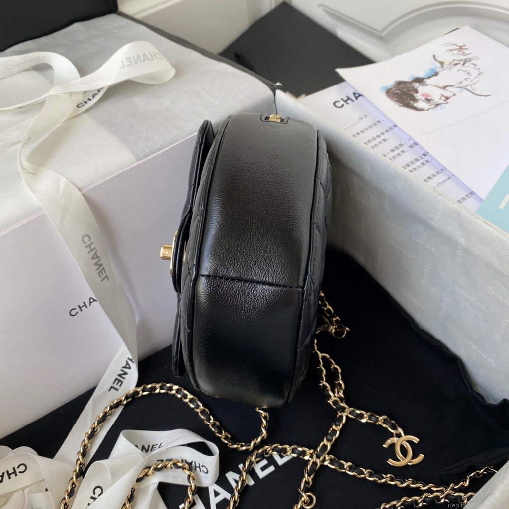 Chanel AS2927 heart clutch with chain Bag AP2784 Lambskin Black