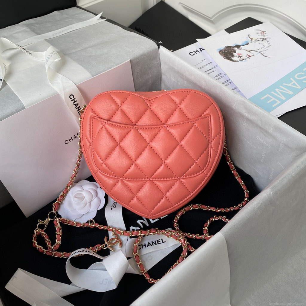 Chanel AS2927 heart clutch with chain Bag AP2784 Lambskin Pink