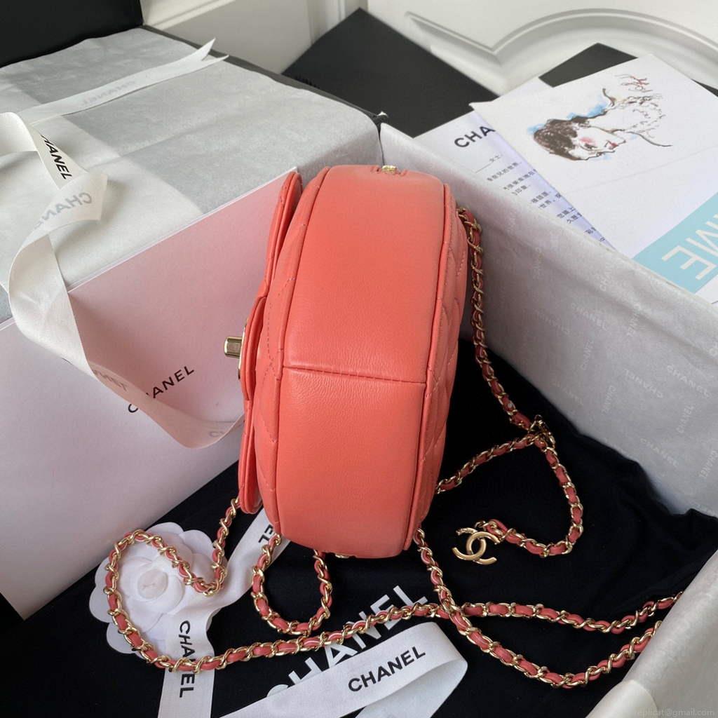 Chanel AS2927 heart clutch with chain Bag AP2784 Lambskin Pink