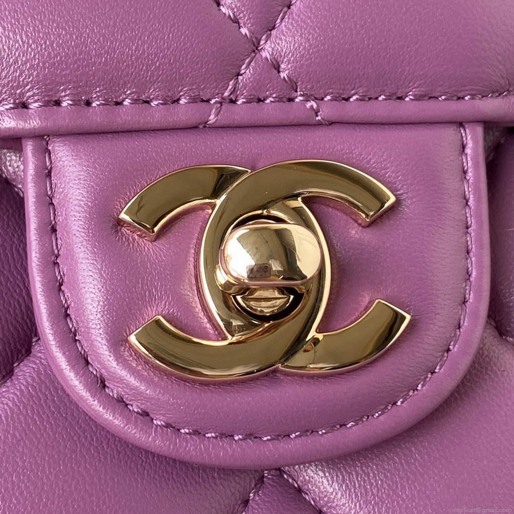 Chanel AS2927 heart clutch with chain Bag AP2784 Lambskin Purple