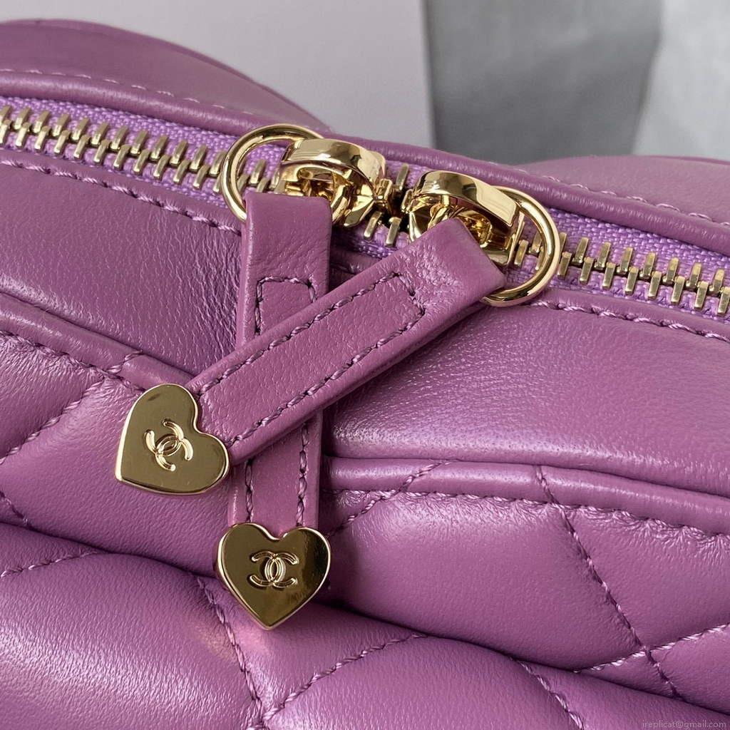Chanel AS2927 heart clutch with chain Bag AP2784 Lambskin Purple
